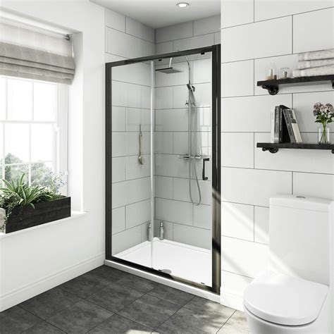 black sliding shower doors